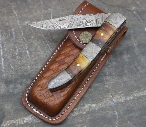 Buy Damascus Steel Custom Handmade Style Folding/pocket Knife 8 Inches ...