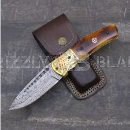 Buy Damascus Steel Custom Handmade Folding/pocket Knife 8.5 Inches X ...