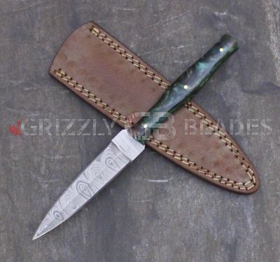 Damascus Steel Custom handmade hunting DAGGER Knife 9" Green