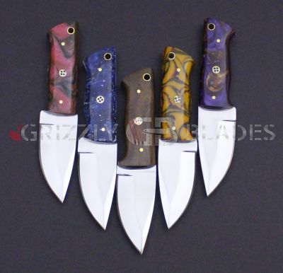 Set of five D2 Steel Custom Handmade Hunting Skinning Knives 6" 