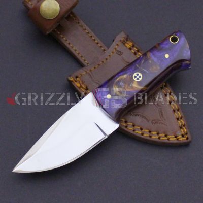 D2 Steel Custom Handmade Hunting Skinning Knife 6" Purple