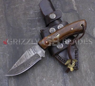  Damascus Steel Custom Handmade Hunting Skinning Knife 8.5"  WOLF