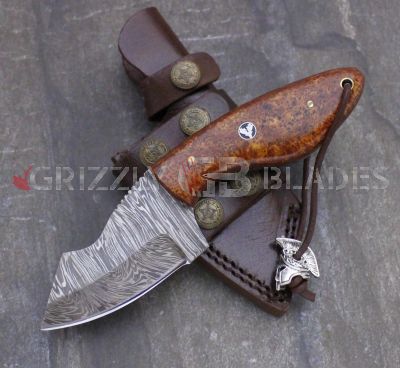  Damascus Steel Custom Handmade Hunting Skinning Knife 8"