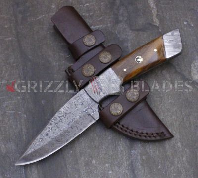  Damascus Steel Custom Handmade Hunting Skinning Knife 9.5"