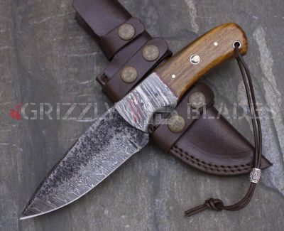 HAMMERED Damascus Steel Custom Handmade Knife 10"