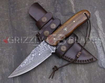 Damascus Steel Custom Handmade Hunting Skinning Knife 10"