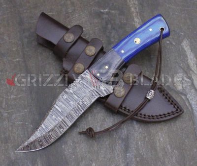 Damascus Steel Custom Handmade Hunting Skinning Knife 10" 
