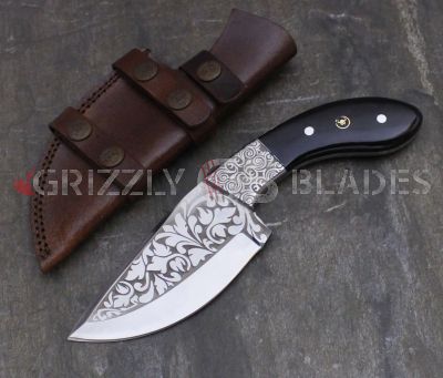 Engraved 12C27 Stainless Steel Custom Handmade Hunting Skinning Knife 10"