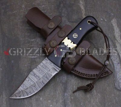 Damascus Steel Custom Handmade Hunting Skinning Knife 8.5" 