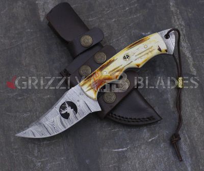 Damascus Steel Custom Handmade Hunting Skinning Knife 8.5"  TWENTYNINE