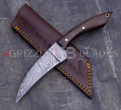 DAMASCUS STEEL CUSTOM HANDMADE HUNTING SKINNING KNIFE 10.5"