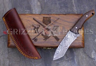 DAMASCUS STEEL CUSTOM HANDMADE HUNTING SKINNING KNIFE 9.5"- HUNT FISH
