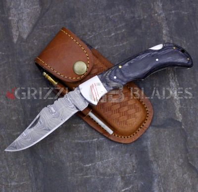 DAMASCUS STEEL CUSTOM HANDMADE FOLDING/POCKET Knife 8.5"