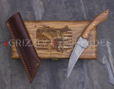 DAMASCUS STEEL CUSTOM HANDMADE HUNTING SKINNING KNIFE 10.5"- AMERICAN EAGLE