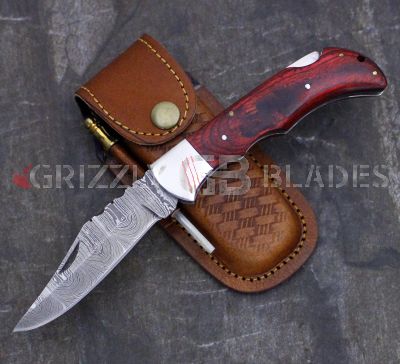 DAMASCUS STEEL CUSTOM HANDMADE FOLDING/POCKET Knife 8.5"