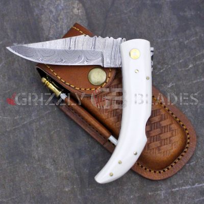 DAMASCUS STEEL CUSTOM HANDMADE FOLDING/POCKET Knife 8"