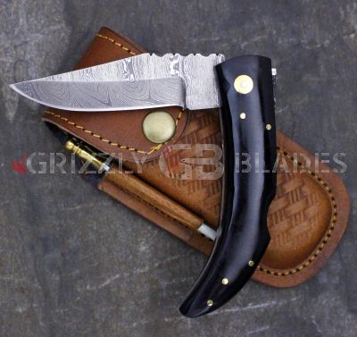 DAMASCUS STEEL CUSTOM HANDMADE FOLDING/POCKET Knife 8"