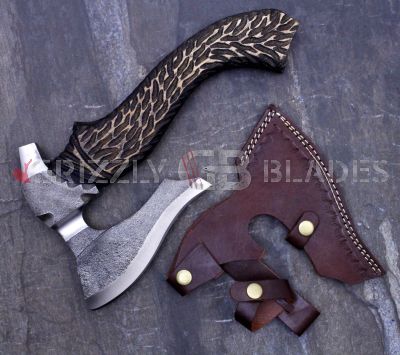 HAND FORGED CARBON STEEL HANDMADE hunting VIKING TOMAHAWK HATCHET AXE 13"