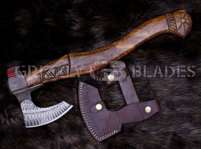 HAND FORGED CARBON STEEL HANDMADE hunting VIKING TOMAHAWK HATCHET AXE 18.5"