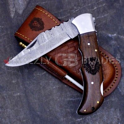 DAMASCUS STEEL CUSTOM HANDMADE FOLDING/POCKET Knife 8.5"