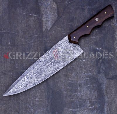 Damascus Steel Custom Handmade Kitchen Chef Knife 13.5"