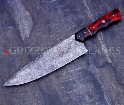 Damascus Steel Custom Handmade Kitchen Chef Knife 13.5"