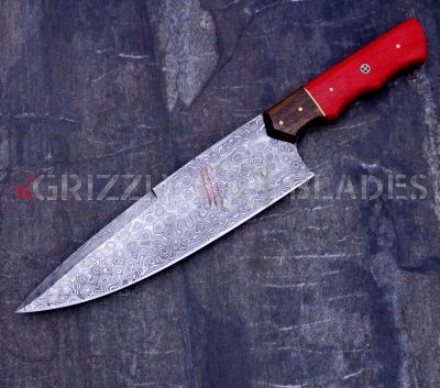 Damascus Steel Custom Handmade Kitchen Chef Knife 13.5"