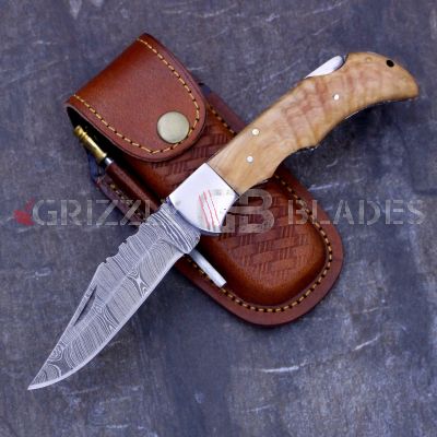 DAMASCUS STEEL CUSTOM HANDMADE FOLDING/POCKET Knife 8.5"