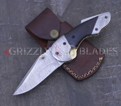 DAMASCUS STEEL CUSTOM HANDMADE FOLDING/POCKET Knife 8.5"