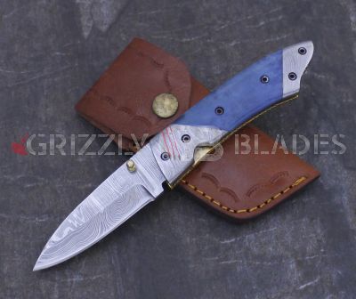DAMASCUS STEEL CUSTOM HANDMADE FOLDING/POCKET Knife 8"
