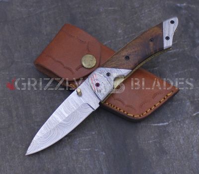 DAMASCUS STEEL CUSTOM HANDMADE FOLDING/POCKET Knife 8"