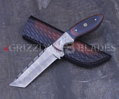 Damascus Steel Custom Handmade Hunting Skinning Knife 9.5"