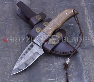 Damascus Steel Custom Handmade Hunting Skinning Knife 8.5"