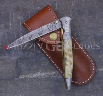 DAMASCUS STEEL CUSTOM HANDMADE FOLDING/POCKET Knife 9"