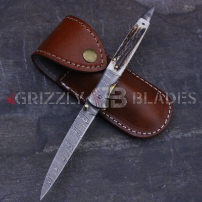 DAMASCUS STEEL CUSTOM HANDMADE FOLDING/POCKET Knife 9"
