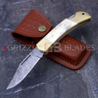 DAMASCUS STEEL CUSTOM HANDMADE FOLDING/POCKET Knife 8"