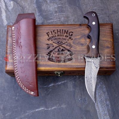 Damascus Steel Custom Handmade Hunting Skinning Knife 9"  ONE - FISHING HUNTING