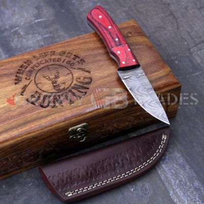 Damascus Steel Custom Handmade Hunting Skinning Knife 8.5" - Hunting