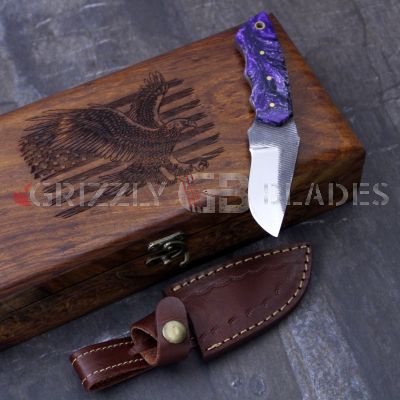 D2 Steel CUSTOM HANDMADE Cowboy  knife 7" - Purple - EAGLE USA