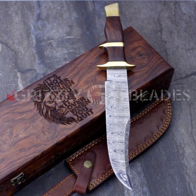 DAMASCUS Steel Custom handmade hunting BOWIE Knife 13.5" - L