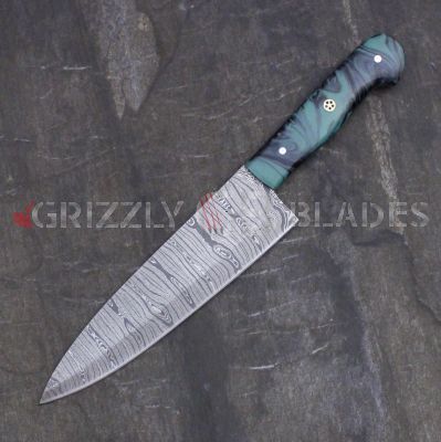 Damascus Steel Custom Handmade Kitchen Chef Knife 13.5"