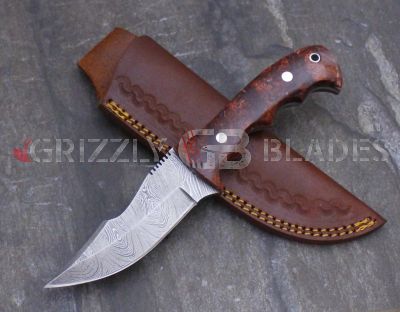  Damascus Steel Custom Handmade Hunting Skinning Knife 9"  TWO