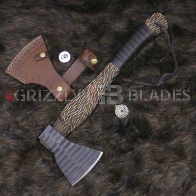 HAMMERED HAND FORGED CARBON STEEL handmade hunting VIKING TOMAHAWK HATCHET AXE 20"