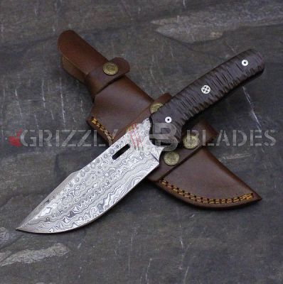 DAMASCUS STEEL CUSTOM Handmade HUNTING BOWIE KNIFE 11"