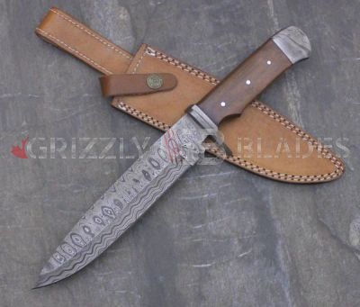 DAMASCUS STEEL CUSTOM Handmade HUNTING BOWIE KNIFE 13"