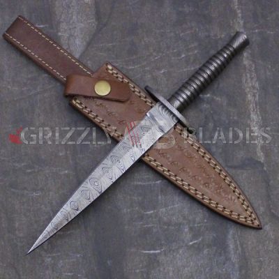DAMASCUS STEEL CUSTOM HANDMADE DAGGER KNIFE 11" FULL