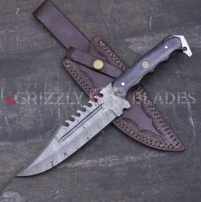 DAMASCUS Steel Custom handmade hunting BOWIE Knife 12" B