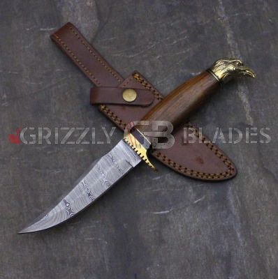 EAGLE DAMASCUS Steel Custom handmade hunting BOWIE Knife 11"