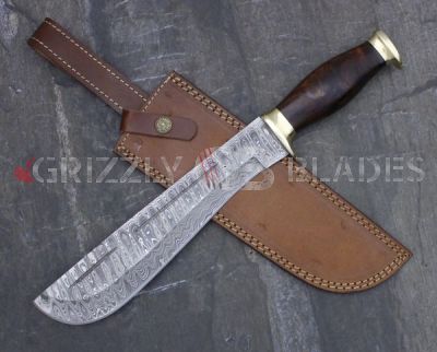 DAMASCUS STEEL CUSTOM Handmade HUNTING MACHETE 15" KNIFE B