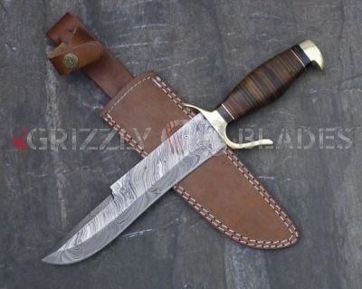 DAMASCUS Steel Custom handmade hunting Bowie Knife 13.5" D
